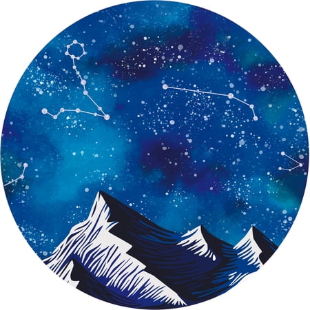 Home Art Pisces & Aries Zodiac Patterns Wall Decal Design - 28" x 28" Vinyl Adhesive Mountains & Stars Astrological Symbols Bedroom Living Room Decor Night Sky Removable Wall Decoration Sticker