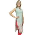 thumbnail image 3 of Bimba Women's Sleeveless Green Floral Printed Tunic Designer Kurta Kurti-24, 3 of 5