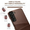 thumbnail image 4 of Dteck For Samsung Galaxy S22,Luxury Leather Card Holder Hard Back Lightweight Retro Slim Case Cover for Galaxy S22 5G,Brown, 4 of 5
