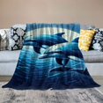 thumbnail image 2 of JRXY Flannel Fleece Blanket Dolphins Watercolor Cheerful Lovely Friendly White, 2 of 6