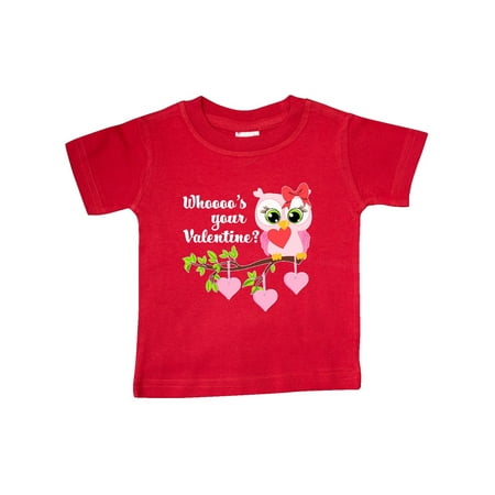 

Inktastic Whoooo s Your Valentine with Cute Pink Owl Gift Baby Boy or Baby Girl T-Shirt