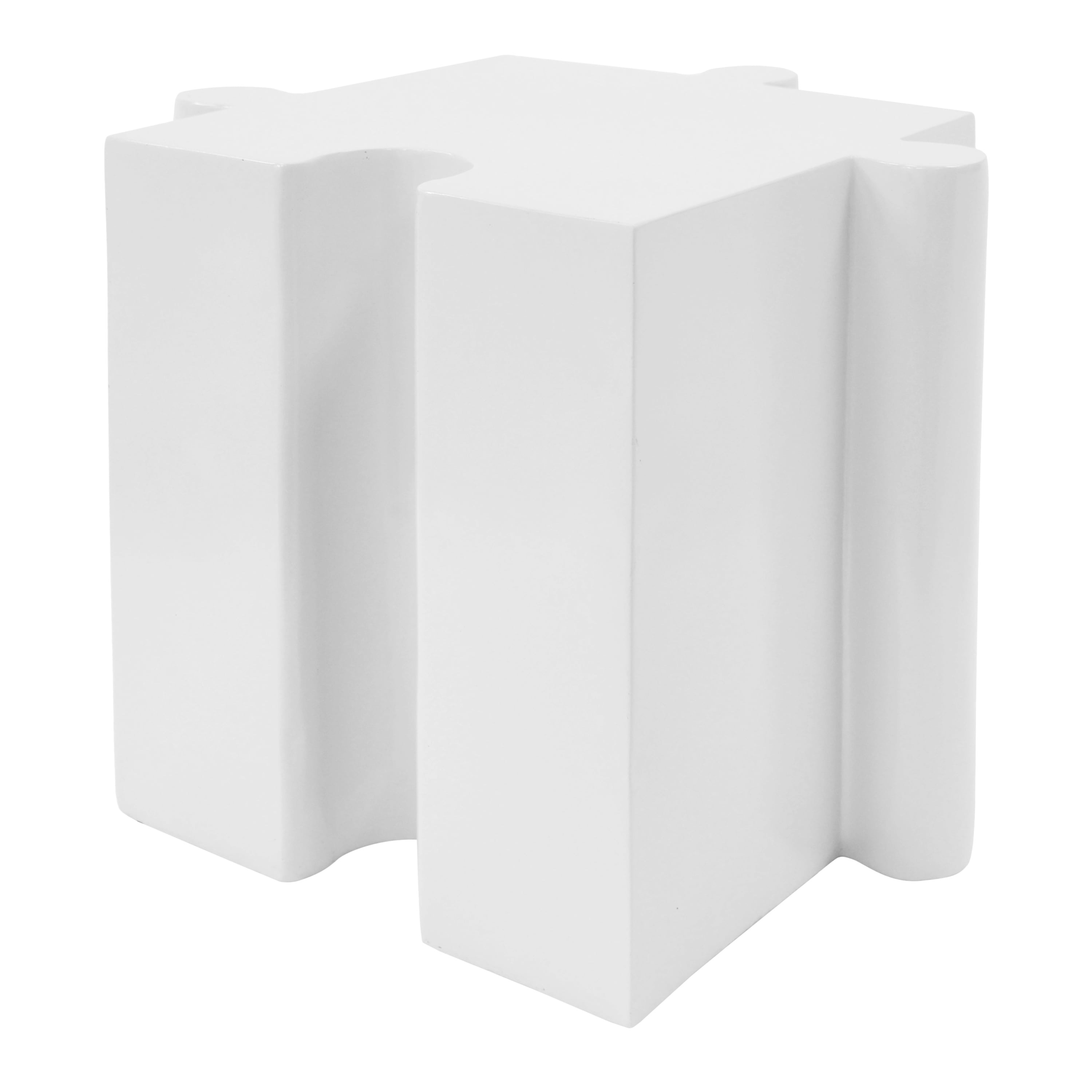 Puzzle Art Side Table, Outdoor Modular Convex Edge Table for Patio Garden Indoor Outdoor, White