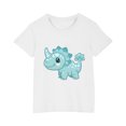 thumbnail image 5 of T-Shirts à Manches Courtes pour Enfants Garçons Filles 3-10 Ans Dinosaure Col Rond Coton Imprimé Mode Mignon Blanc, 5 of 5