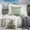 thumbnail image 6 of Hello Winter Vibes Green Decorative Throw Pillow Covers 18x18 Set of 4, Get Cozy Bicycle Christmas Tree Snowflakes Outdoor Home Decor, Polka Dot Plaid Xmas Holiday Farmhouse Couch Cushion Case, 6 of 6