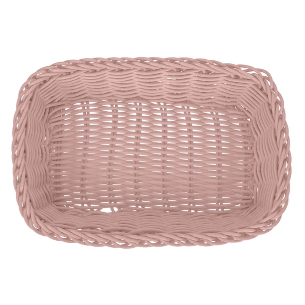 Cesta de Almacenaje Tejida Color Macaron - Plástico, para Organizar el Escritorio, 20x13.5x5cm