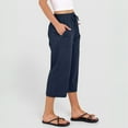 thumbnail image 5 of Petite Capris for Women with Pockets Summer Casual Loose Drawstring Elastic High Waist Straight 2026 Lounge Beach Cropped Trousers Navy XL, 5 of 7
