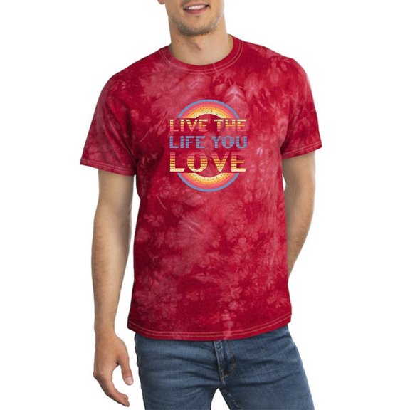 Retro Slogan Live Life Love Tie Dye Crystal Men -Image by Shutterstock, Male Large