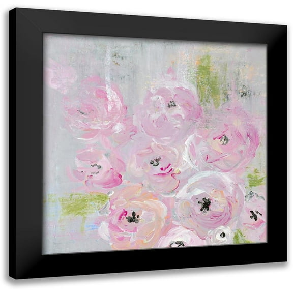 James, Nola 12x12 Black Modern Framed Museum Art Print Titled - Field of Roses