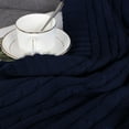 thumbnail image 6 of PiccoCasa Cotton Knitted Blanket Throw Blanket for Couch, Bed, Sofa, Travel, Navy Blue 60" x 78", 6 of 8