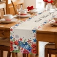 thumbnail image 5 of 4th of July Table Runner 90 Inches, Red Blue Independence Day Floral Star Rustic Bed Runner Dresser Scarves Tabletop for Indoor Outdoor Parties/Ceremony/Banquet, 13" x 90", 5 of 9