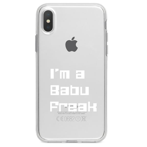 DistinctInk Clear Shockproof Hybrid Case for iPhone XS Max (6.5" Screen) - TPU Bumper Acrylic Back Tempered Glass Screen Protector - I'm a Babu Freak