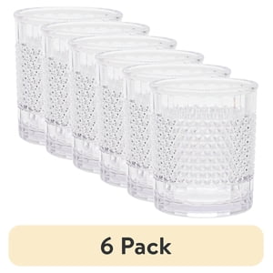 Mainstays 14 oz Short Acrylic Diamond Texture Tumblers, 6-Pack