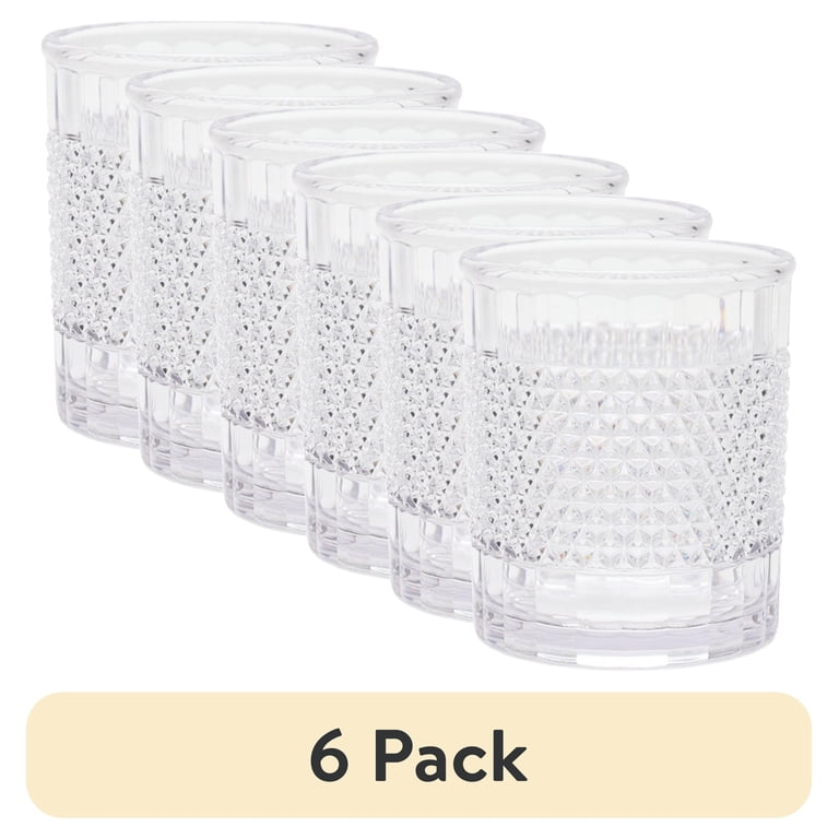 Mainstays 14 oz Short Acrylic Diamond Texture Tumblers, 6-Pack photo 1