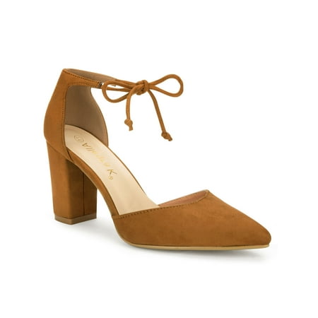 

Allegra K Women s Ankle Tie Block Heels Pointed Toe Dress Pumps