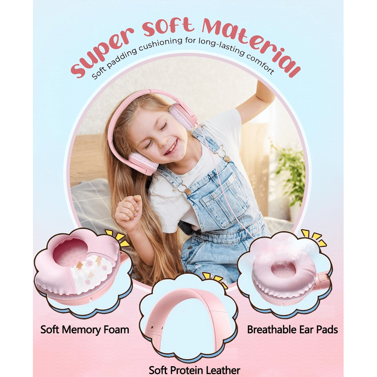 Mpow Kids Headphones Over-Ear, Pink photo 3