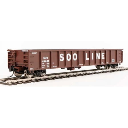 Walthers HO Scale 53' Railgon Gondola Soo Line (Oxide/White/Large Name) #64069