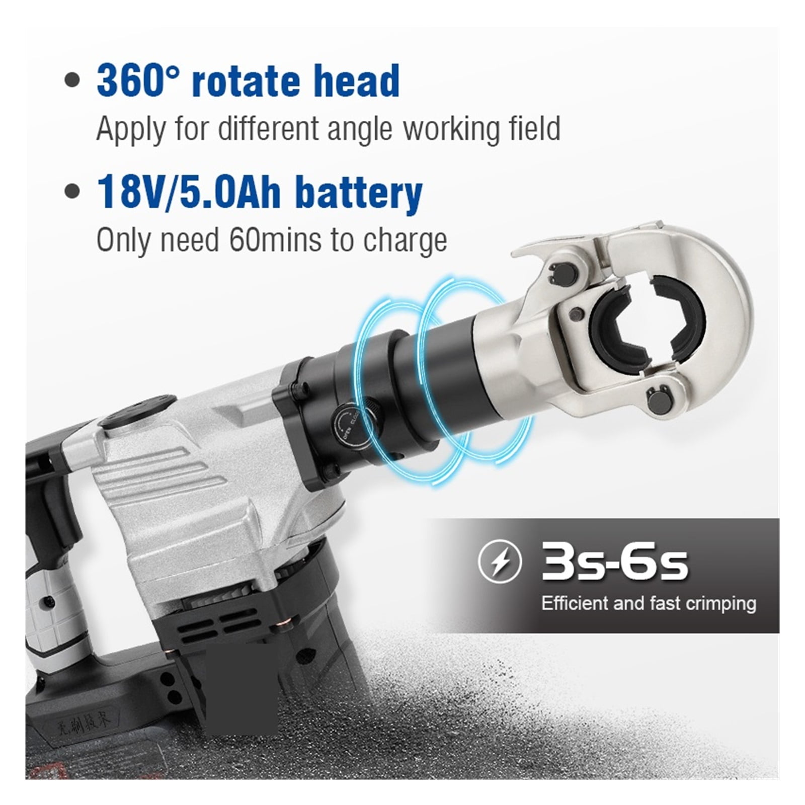 BKM-300C Battery Electric Power Cable Crimping Tool, Copper/Aluminum Terminal Crimping Range 10-300mm²
--------
,Super Fast Cutting Speed