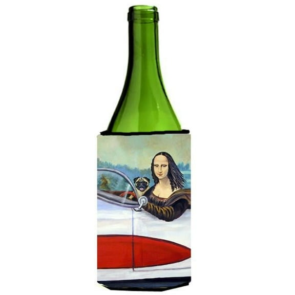Fawn Pug and Mona Lisa Wine bottle sleeve Hugger