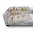 thumbnail image 3 of Adventure Soft Flannel Fleece Throw Blanket, Cartoon Style Doodle Words with Little Monsters and Animals Colorful Design, Cozy Plush for Indoor and Outdoor Use, 50" x 70", Multicolor, by Ambesonne, 3 of 6