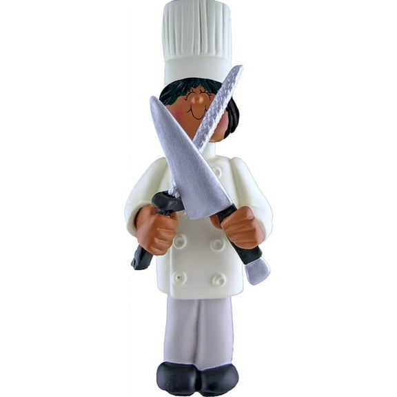 Chef Female African-American Personalized  Christmas Ornament DO-IT-YOURSELF