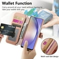 thumbnail image 5 of ELEHOLD Case for Samsung Galaxy A53 5G, RFID Blocking Zipper Leather Wallet Stand Case with Card Slot & Wrist Strap & Ring Holder,Pink, 5 of 10