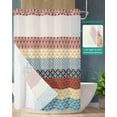 thumbnail image 2 of No Hook Shower Curtain with Snap-in Liner, Boho Orange Waterproof Fabric Bathroom Curtains, Yellow Geometric Stripes Turquoise Bohemia Bath Curtains & Mesh Top Window 60"x72", 2 of 6