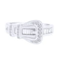 thumbnail image 3 of AFFY White Cubic Zirconia Belt Buckle Fashion Ring In 14k White Gold Over Sterling Silver, Ring Size-8.5, 3 of 10