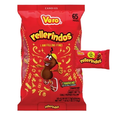 Dulces Vero Rellerindos Tamarind Mexican Candy with Chili Pepper Filling, 24.7 oz, 65 Count
