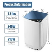 Giantex Full-Automatic Washing Machine, 7.7lbs Capacity Washer and Spinner Combo w/Built-in Barrel Light, Drain Pump & Long Hose, Compact Laundry Washer for Small Spac/RV/Dorm (Blue)