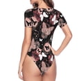 thumbnail image 4 of Daiia Butterfly print Women's Crew Neck Short Sleeve Bodysuit Fashion Tops Fit Casual Basic Extender Bodysuit-X-Large, 4 of 9