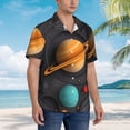 thumbnail image 3 of Balery Solar System Paper Art Camisas hawaianas de manga corta para hombre, camisas playeras de corte holgado, camisas de vacaciones con botones,Medium, 3 of 7