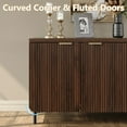 thumbnail image 2 of Furnihold 66.2''W Large Fluted Buffet Cabinet with 4 Doors & Shelves Wood Sideboard Buffet Table Storage Cabinet Modern Accent Console for Living Room, Walnut, 2 of 7