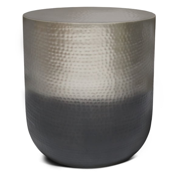 Simpli Home Nova 19 inch Wide Boho Metal Side Table in Silver Ombre, Assembled