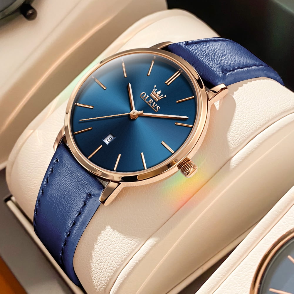OLEVS Watches for Women Waterproof Womens Wristwatches Analog Quartz Ultra Thin Watches Leather Strap Watches with Date Calendar Ladies Watches Gifts Reloj para Mujer