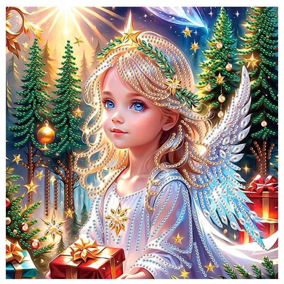 5D DIY diamond painting kit, forest angel special shape diamond canvas, namely can reduce stress and relax, but also can be used for home wall decorations