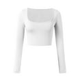thumbnail image 4 of SNKSDGM Women's Plus Casual Easter Shirt Summer Tops for Women Womens Cropped Shirts Long Sleeve Square Neck Fitted Basic Crop Top Short Sleeve Shirts for Women Cotton Fitted, 4 of 4