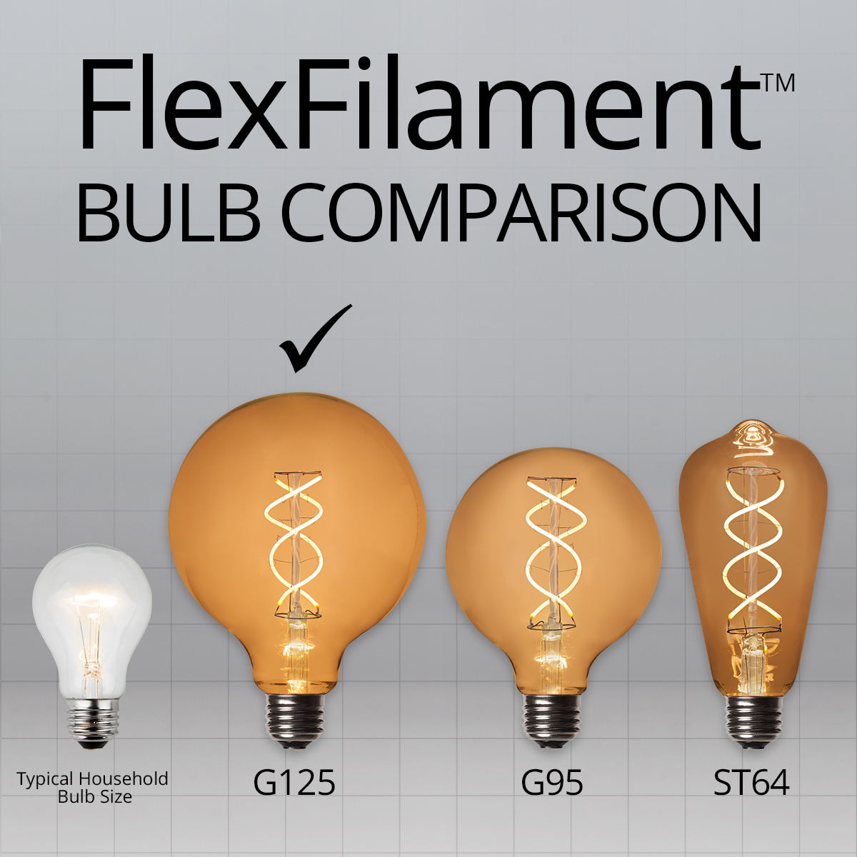 Wintergreen Lighting G125 FlexFilament LED Edison Globe Light Bulb, 5W Vintage LED Edison Bulb, Clear Finish