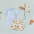 thumbnail image 2 of TOWED22 Toddler Boys Swimsuit Set Rash Guard Boys' Swimwear Two Piece Bathing Suit and Swim Trunk with Hat UPF 50+ 3-8Y Blue,18-24 M, 2 of 7