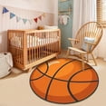 thumbnail image 5 of Basketball Rug, Non Slip Bedroom Carpet, Orange Basketball Shaped Floor Mat for Living Room Decor, Soft Low Pile Polyester Rug with Rubber Backing, Modern Small Runner 32x32 Inch, 5 of 6
