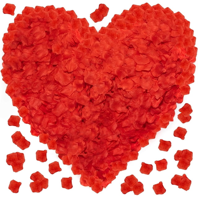 Pétalos de rosas rojas para una noche romántica - Juego de 3600 pétalos de rosas artificiales de seda falsa para el día de San Valentín - Ideal para noches románticas especiales