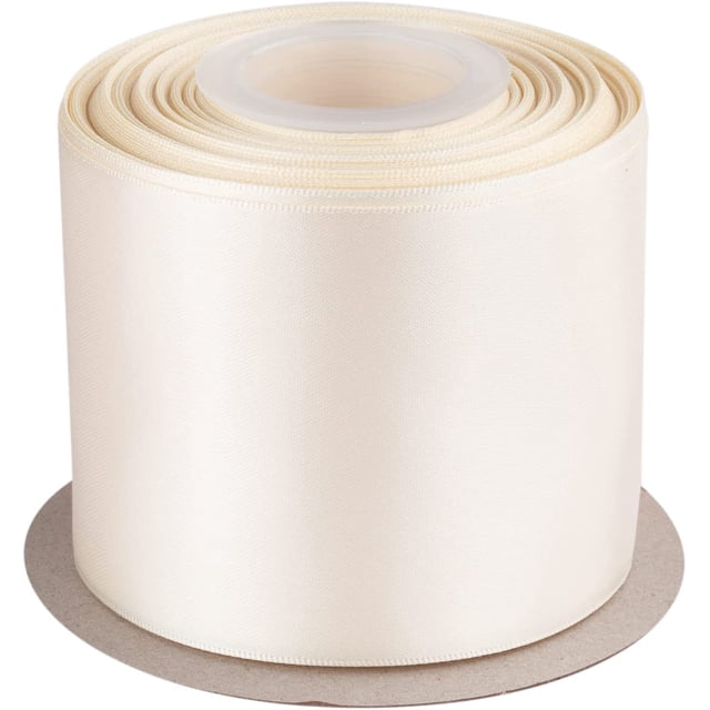 GFDYREE 3" Inch Double Faced Satin Ribbon Ivory Solid Polyester Craft Ribbon - 25 Yards Perfect for Gift Wrapping, Crafts, Wreath, Wedding Party Ceremony Decoration, Floral Arrangement, Sewi