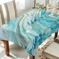 thumbnail image 4 of Teal Blue Gold Marble Rectangle Tablecloth, Dust Proof Anti Wrinkle Wipeable Table Cloth Tabletop for of Dinner Kitchen Wedding Holiday Party 60"x60" Home Decor, 4 of 7
