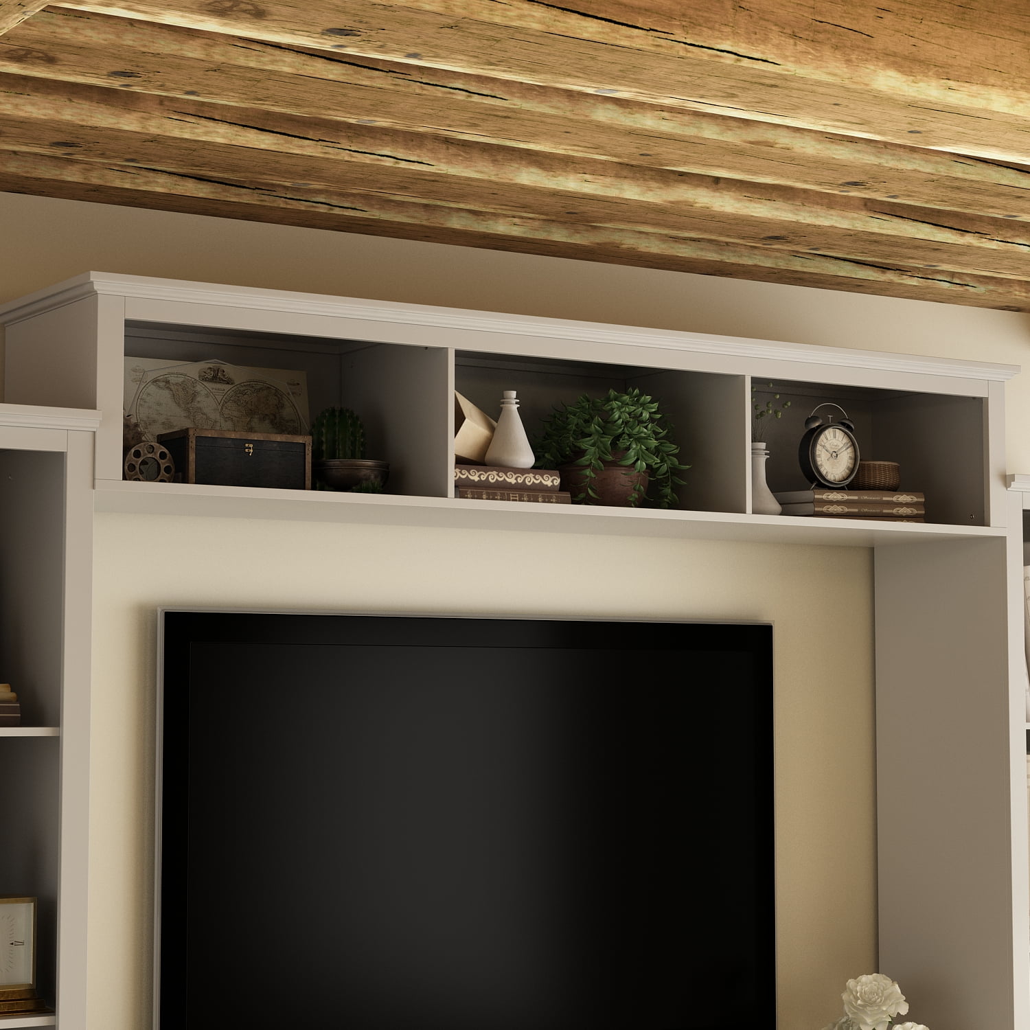 KULAGAGA Entertainment Center withHutch, Media Center with Storage and Glass Door for Living Room,Gray