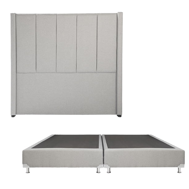 Box Base Cama King Size + Cabecera Nizza Gris
