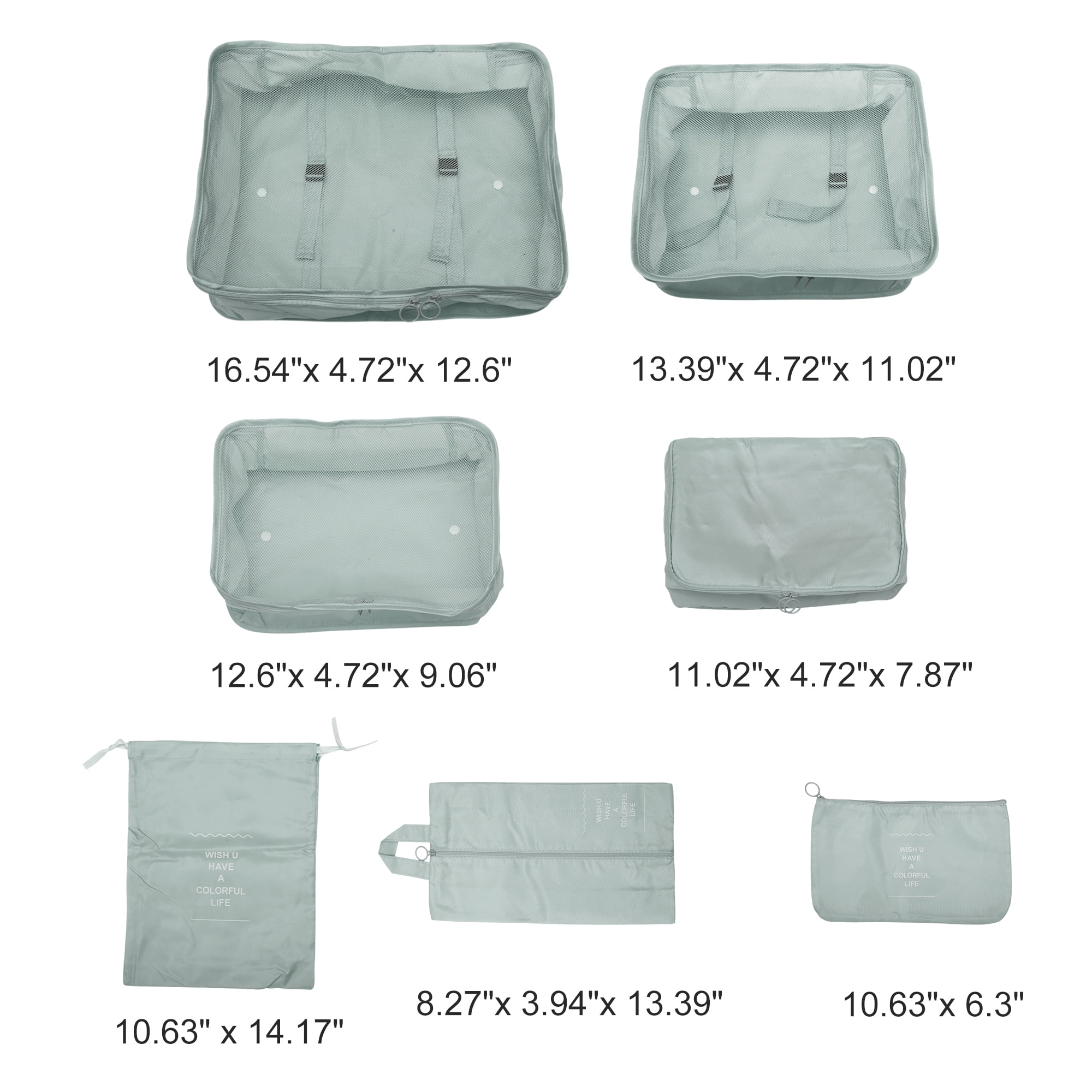 Unique Bargains Durable Portable Packing Cube Set with 7 Different Sized Bags Gray