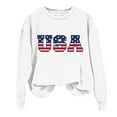 thumbnail image 4 of Charmgo USA Sweatshirt Under $15, Women's Autumn Round Neck American Flag USA Print Loose Casual Pullover Sweatshirt USA Sweatshirt Women, Sweatshirt for Teen Girls White XXL, 4 of 6