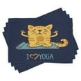 thumbnail image 1 of Ambesonne Cartoon Place Mats Set of 4, Cat Lotus Position, Standard Size, Pale Blue Dark Blue, 1 of 6
