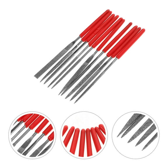 FRCOLOR 10 Pcs Mini Needle Files Set Diamond Needle File Set for Metal Glass Wood Stone Jewelry Precision Hand Tools