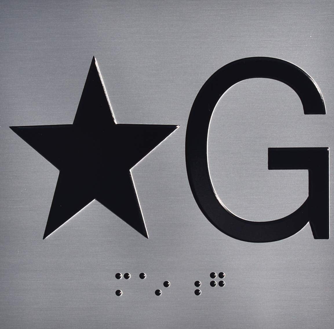 Star Ground (Star G) Floor Elevator Jamb Plate Sign with Braille and