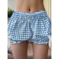 thumbnail image 3 of Rdhnmea Women Plaid Shorts, Elastic Waist Bows Summer Bloomer Shorts, 3 of 4